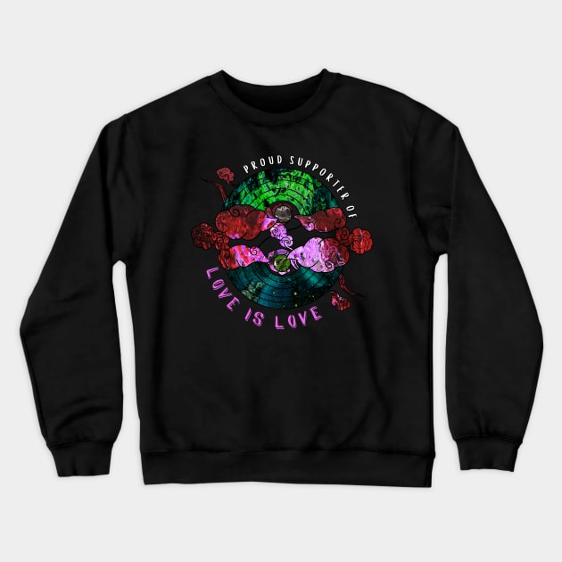 Proud Supporter of Love is Love Rainbows - Space Green & Red Crewneck Sweatshirt by v_art9